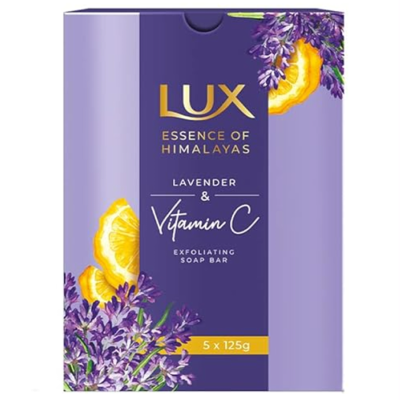 LUX Essence of Himalayas Set of 5 Lavender & Vitamin C Exfoliating Soap Bar (5X 125g)