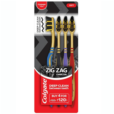 Colgate Zig Zag Charcoal Toothbrush (4 Pcs pack)