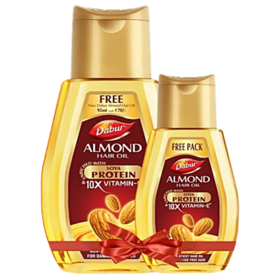 Dabur Almond Hair Oil - With Keratin Protein, Soya Protein & 10X Vitamin E (485ml + 95ml)