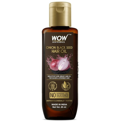 WOW Skin Science Onion Hair Oil for Hair Growth and Hair Fall Control - With Black Seed Oil Extracts -( 25ml)